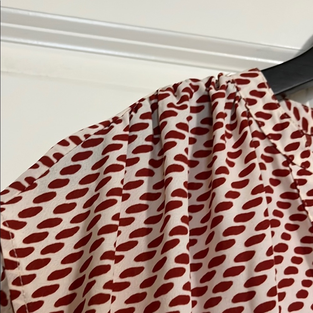 NWOT Banana Republic Asymmetrical Red and White Cap Sleeve Top - Picture 4 of 7